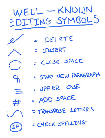 Editing Symbols, from Brian A. Klem on Writer's Digest